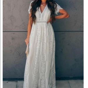 Lace boho wedding style dress